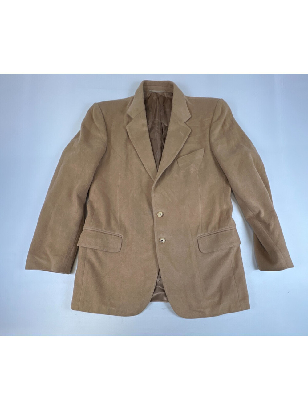 Vintage Jaeger Mens 50R Tan 100% Cashmere Luxury Blazer Sport Coat